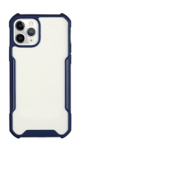 iPhone 12 Pro Max Θήκη Με Σκούρο Μπλε Περίγραμμα Και Διάφανη Πλάτη Acrylic + Color TPU Shockproof Case Dark Blue