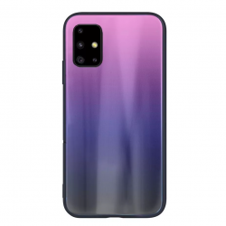 Samsung Galaxy A51 4G Θήκη Μπλε - Ροζ Με Πλαίσιο Σιλικόνης Και Όψη Γυαλιού Aurora Glass Protective Case Blue - Pink