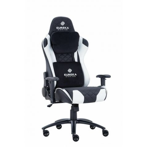 Καρέκλα Gaming Δερματίνης Eureka Ergonomic GX330-BW με Ρυθμιζόμενα Μπράτσα Μαύρο/Λευκό