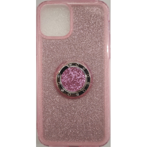 iPhone 11 Pro Θήκη Σιλικόνης Ροζ Glitter Soft Cover Case With Ring Kickstand