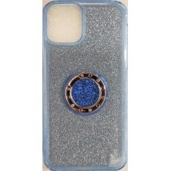 iPhone 11 Pro Θήκη Σιλικόνης Μπλε Glitter Soft Cover Case With Ring Kickstand