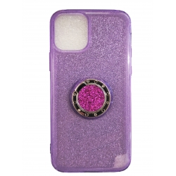 iPhone 11 Pro Θήκη Σιλικόνης Μωβ Glitter Soft Cover Case With Ring Kickstand