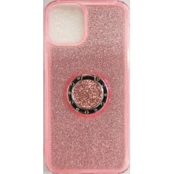 iPhone 11 Pro Θήκη Σιλικόνης Απαλό Ροζ Glitter Soft Cover Case With Ring Kickstand