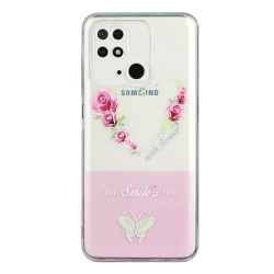 Xiaomi Redmi 10C Θήκη Σιλικόνης Ροζ Τριαντάφυλλα Bronzing Butterfly Flower Phone Case Rose Heart