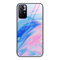 Xiaomi Poco M4 Pro 5G Θήκη Μάρμαρο Με Πλαίσιο Σιλικόνης Και Όψη Γυαλιού Marble Pattern Glass Protective Phone Case Pink