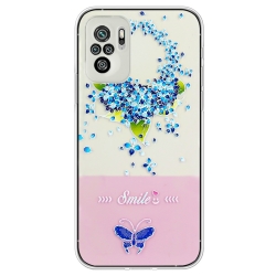 Xiaomi Redmi Note 10 4G / Note 10S / Poco M5s Θήκη Σιλικόνης Υδραγεία Bronzing Butterfly Flower Phone Case Hydrangea