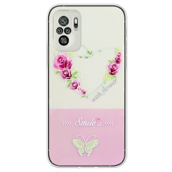 Xiaomi Redmi Note 10 4G / Note 10S / Poco M5s Θήκη Σιλικόνης Ροζ Τριαντάφυλλα Bronzing Butterfly Flower Phone Case Rose Heart