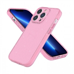 iPhone 13 Pro Θήκη Σιλικόνης Ροζ Silicone Fine Hole Phone Protective Case Shining Pink