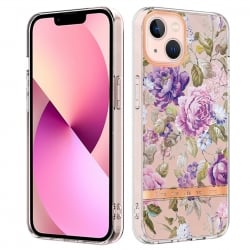 iPhone 14 Θήκη Σιλικόνης Μωβ Παιώνια Flowers and Plants Series IMD TPU Phone Case Purple Peony