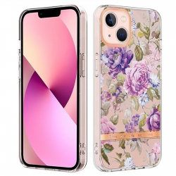 iPhone 14 Plus Θήκη Σιλικόνης Μωβ Παιώνια Flowers and Plants Series IMD TPU Phone Case Purple Peony