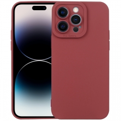 iPhone 14 Pro Θήκη Σιλικόνης Μπορντό Liquid Silicone Full Coverage Phone Case Wine Red