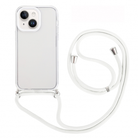 iPhone 14 Θήκη με Λουράκι Shockproof Transparent TPU Protective Case with Lanyard White
