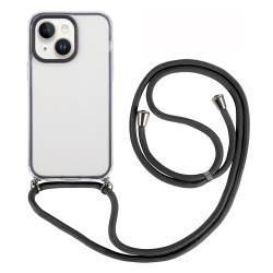 iPhone 14 Θήκη με Λουράκι Shockproof Transparent TPU Protective Case with Lanyard Black