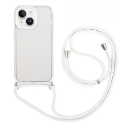 iPhone 14 Plus Θήκη με Λουράκι Shockproof Transparent TPU Protective Case with Lanyard White