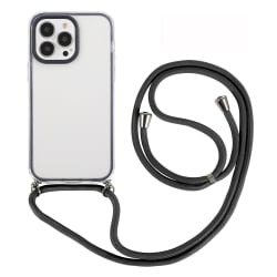 iPhone 14 Pro Θήκη με Λουράκι Shockproof Transparent TPU Protective Case with Lanyard Black