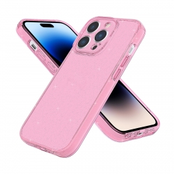 iphone 14 Pro Θήκη Σιλικόνης Ροζ Silicone Fine Hole Phone Protective Case Shining Pink