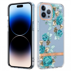 iPhone 14 Pro Max Θήκη Σιλικόνης Μπλε Τριαντάφυλλα Flowers and Plants Series IMD TPU Phone Case Blue Rose
