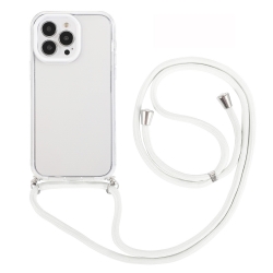 iPhone 14 Pro Max Θήκη με Λουράκι Shockproof Transparent TPU Protective Case with Lanyard White