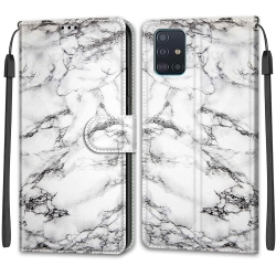 Samsung Galaxy A51 4G Θήκη Βιβλίο Voltage Colored Drawing Magnetic Clasp Horizontal Flip Case C01 White Marble