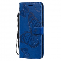 Samsung Galaxy A51 5G Θήκη Βιβλίο Μπλε Πεταλούδες 3D Butterflies Embossing Pattern Horizontal Flip Case Blue
