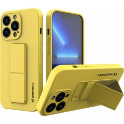 iPhone 13 Θήκη Σιλικόνης Κίτρινη Wozinsky Kickstand Case Flexible Silicone Cover With A Stand Yellow