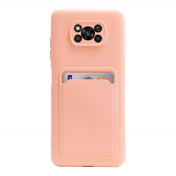 Xiaomi Poco X3 NFC / X3 Pro Θήκη Σιλικόνης Ροζ Card Case Silicone Wallet Case with Card Holder Documents Pink