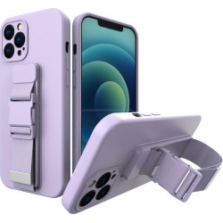 iPhone 13 Pro Max Θήκη Σιλικόνης Μωβ Rope Case Gel TPU Airbag Case Cover with Lanyard Purple