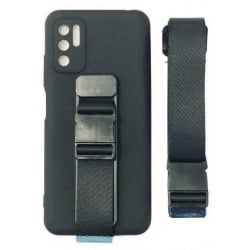 Xiaomi Redmi Note 10 5G / Poco M3 Pro 5G Θήκη Σιλικόνης Μαύρη Rope Case Gel TPU Airbag Case Cover with Lanyard Black