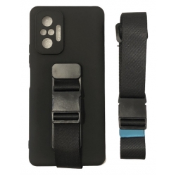 Xiaomi Redmi Note 10 Pro NFC Θήκη Σιλικόνης Μαύρη Rope Case Gel TPU Airbag Case Cover with Lanyard Black