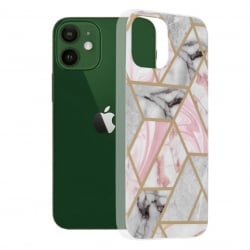 iPhone 12 / 12 Pro Θήκη Σιλικόνης Techsuit Marble Series Back Cover Pink Hex