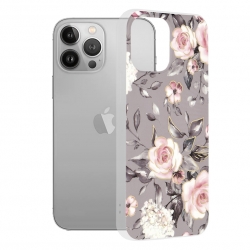 iPhone 13 Pro Max Θήκη Σιλικόνης Techsuit Marble Series Back Cover Bloom of Ruth Gray