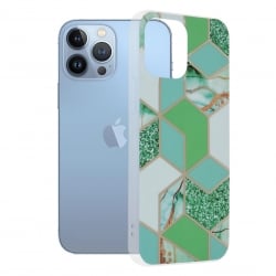 iPhone 13 Pro Max Θήκη Σιλικόνης Techsuit Marble Series Back Cover Green Hex