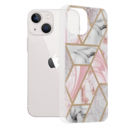 iPhone 13 Θήκη Σιλικόνης Marble Series Back Cover Pink Hex