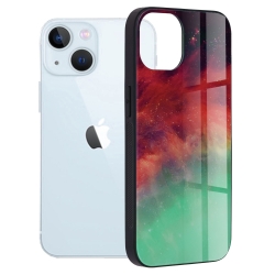 iPhone 13 Θήκη Με Πλαίσιο Σιλικόνης Και Όψη Γυαλιού Glass Protective Case Fiery Ocean