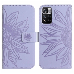 Xiaomi Poco M4 Pro 5G Θήκη Βιβλίο Μωβ Skin Feel Sun Flower Pattern Flip Phone Case with Lanyard Purple