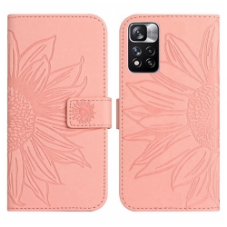 Xiaomi Poco M4 Pro 5G Θήκη Βιβλίο Ροζ Skin Feel Sun Flower Pattern Flip Phone Case with Lanyard Pink