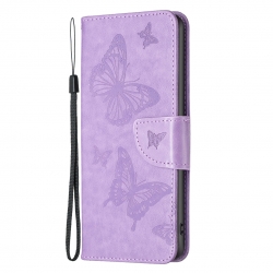 Xiaomi Redmi 10C Θήκη Βιβλίο Μωβ Πεταλούδες Two Butterflies Embossing Phone Case Purple