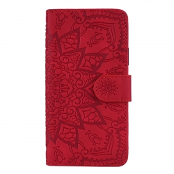 iPhone 11 Θήκη Βιβλίο Κόκκινο Calf Pattern Mandala Double Folding Design Embossed Case Red