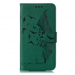 iPhone 11 Θήκη Βιβλίο Πράσινο Feather Pattern Litchi Texture Horizontal Flip Case Green