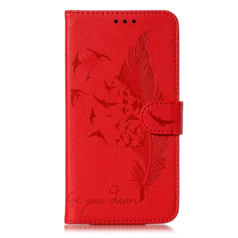 iPhone 11 Θήκη Βιβλίο Κόκκινο Feather Pattern Litchi Texture Horizontal Flip Case Red