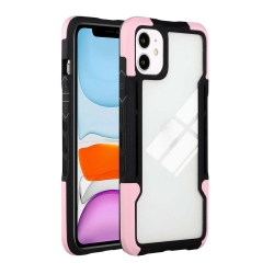 iPhone 11 Θήκη Διάφανη - Ροζ TPU + PC + Acrylic 3 in 1 Shockproof Protective Case Pink