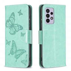 Samsung Galaxy A33 5G Θήκη Βιβλίο Πράσινο Two Butterflies Embossing Phone Case Green