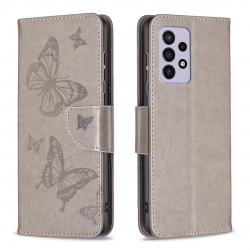 Samsung Galaxy A33 5G Θήκη Βιβλίο Γκρι Two Butterflies Embossing Phone Case Grey