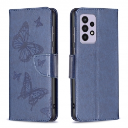 Samsung Galaxy A33 5G Θήκη Βιβλίο Μπλε Two Butterflies Embossing Phone Case Blue