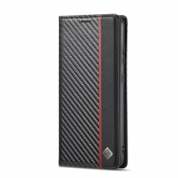 Samsung Galaxy A33 5G Θήκη Βιβλίο Μαύρο LC.IMEEKE Carbon Fiber PU + TPU Phone Case Vertical Black