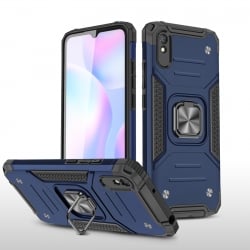 Xiaomi Redmi 9A / 9AT Θήκη Μπλε Με Σταντ Magnetic Armor Shockproof TPU + PC Case with Metal Ring Holder Blue