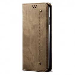 Samsung Galaxy S23 Ultra 5G Θήκη Βιβλίο Χακί Denim Texture Phone Case Khaki