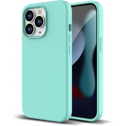 iPhone 13 Pro Θήκη Σιλικόνης Βεραμάν Soft Touch Silicone Rubber Soft Case Mint