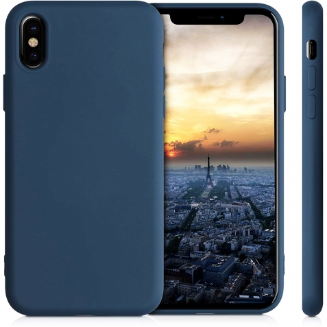 iPhone XS Max Θήκη Σιλικόνης Μπλε Soft Touch Silicone Rubber Soft Case Navy