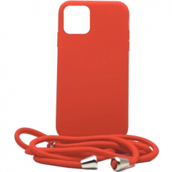 iPhone 11 Θήκη με Λουράκι Κόκκινη Soft Touch Cover Case With Neck Strap Red